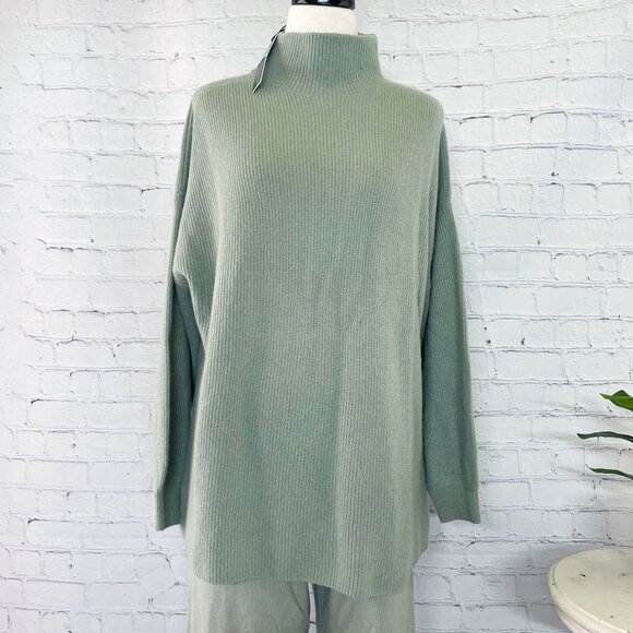 NEW Alice + Olivia Caprice Drop Shoulder Tunic Sweater Wide Leg Knit Pants Sage - Picture 5 of 13